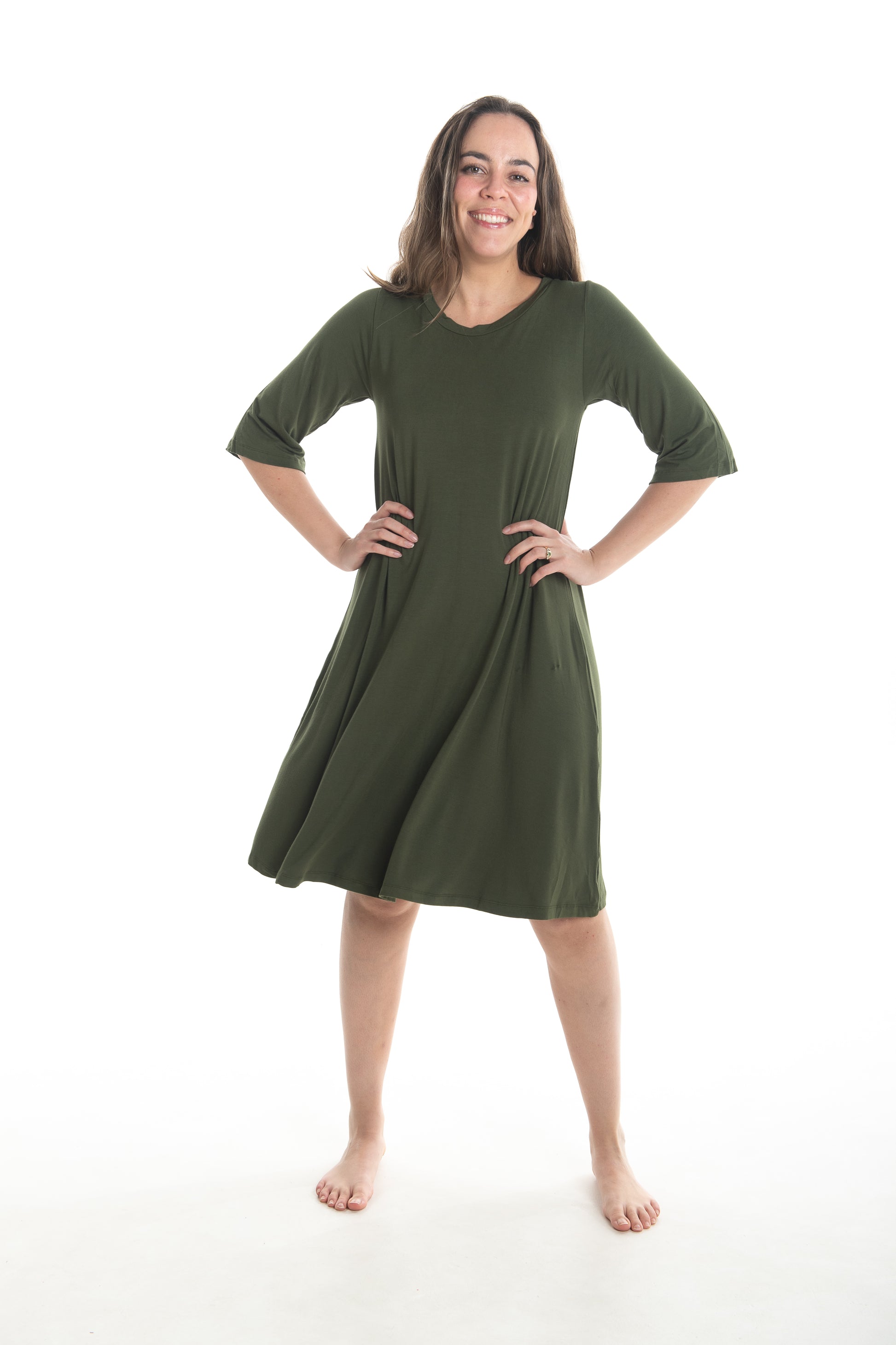 Essentials Range Stretchy Charlie dress with 3/4 sleeve