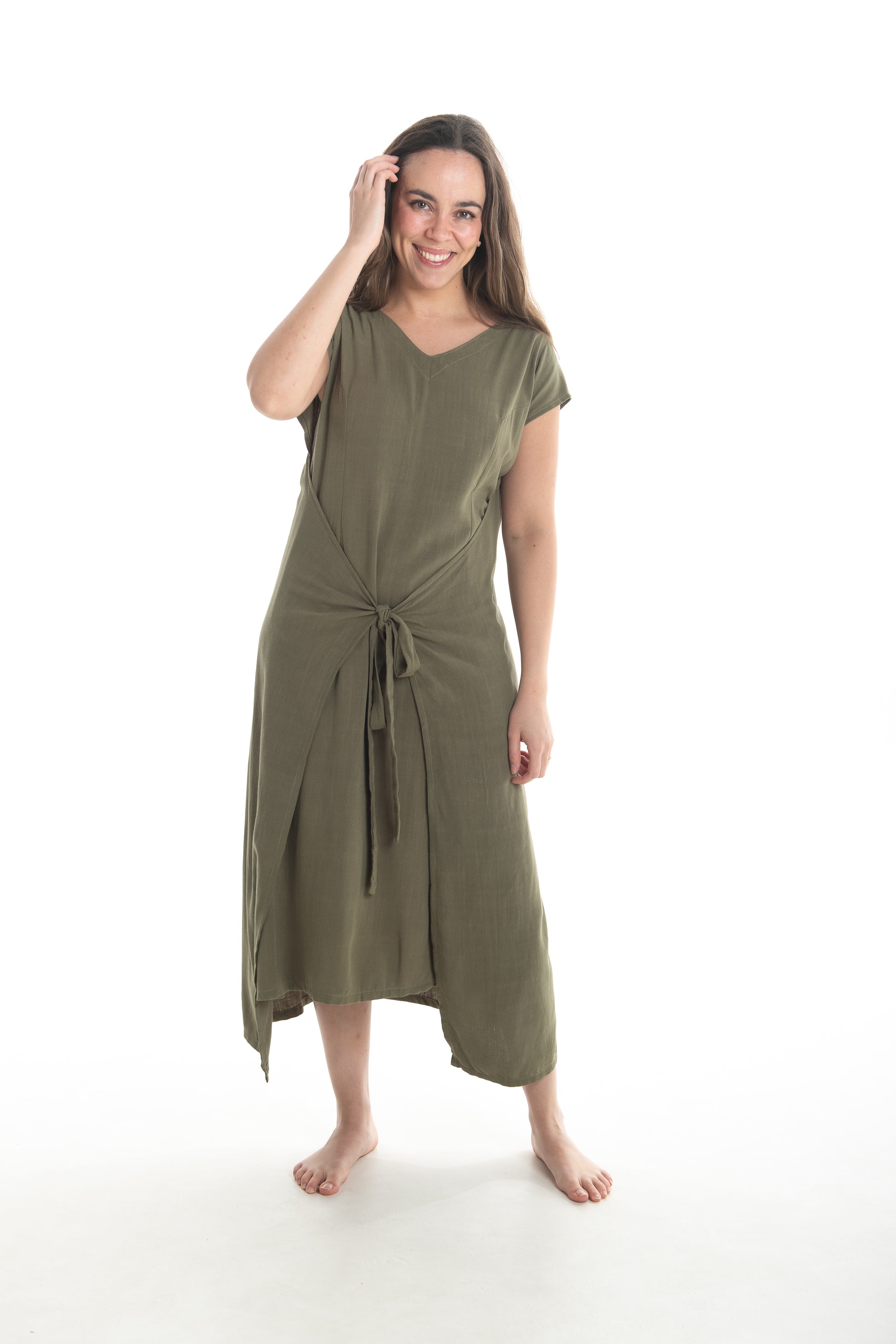 Linen Fisher Dress w/ Sleeves