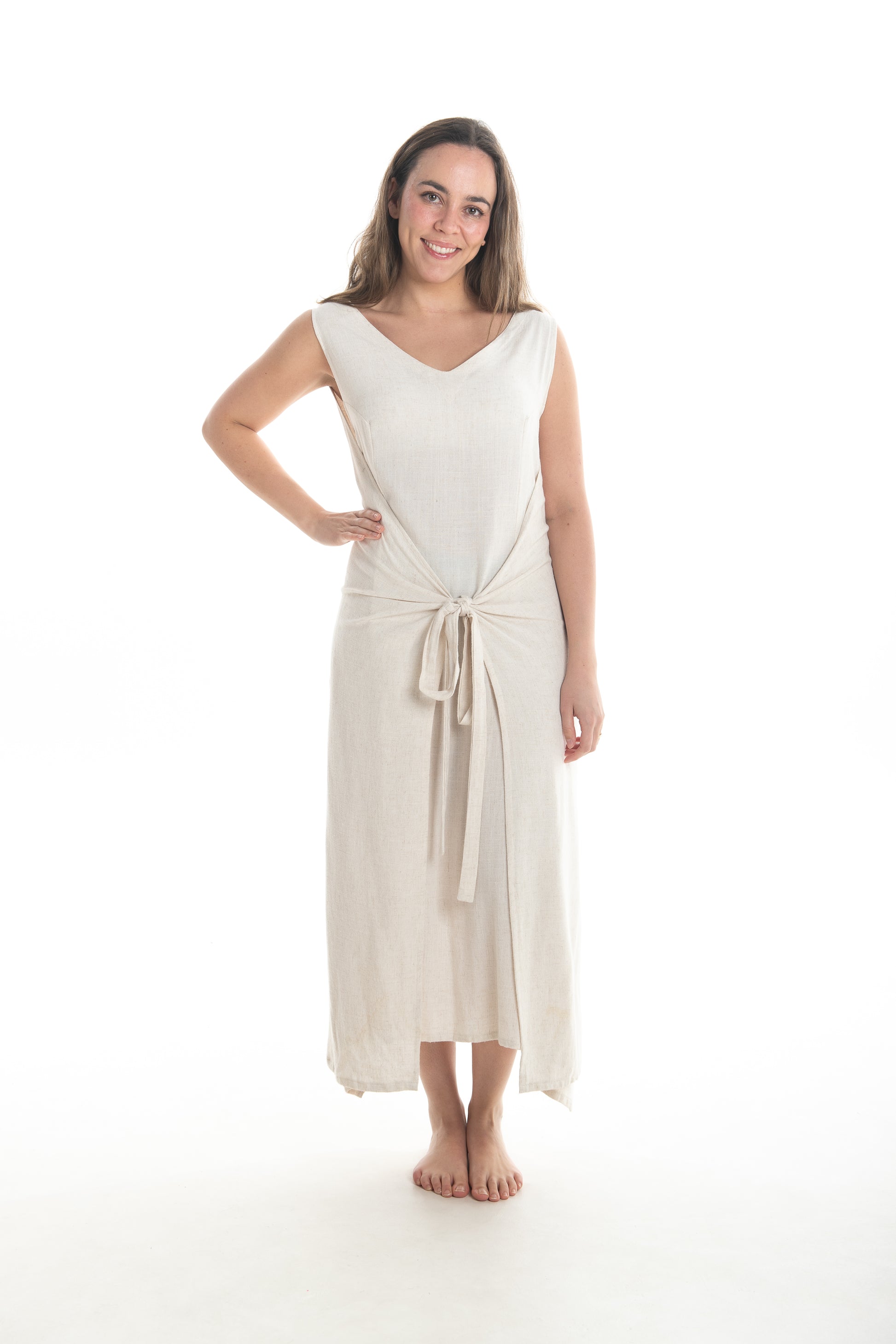 Linen Fisher Dress (V-Neck)