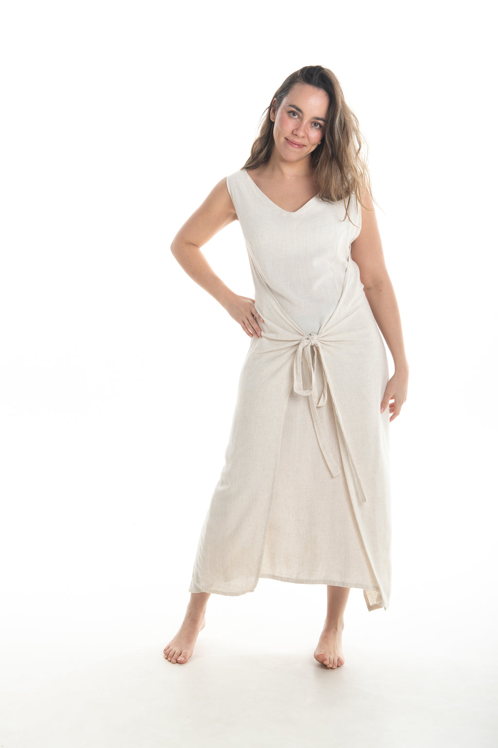 Linen Fisher Dress (V-Neck)