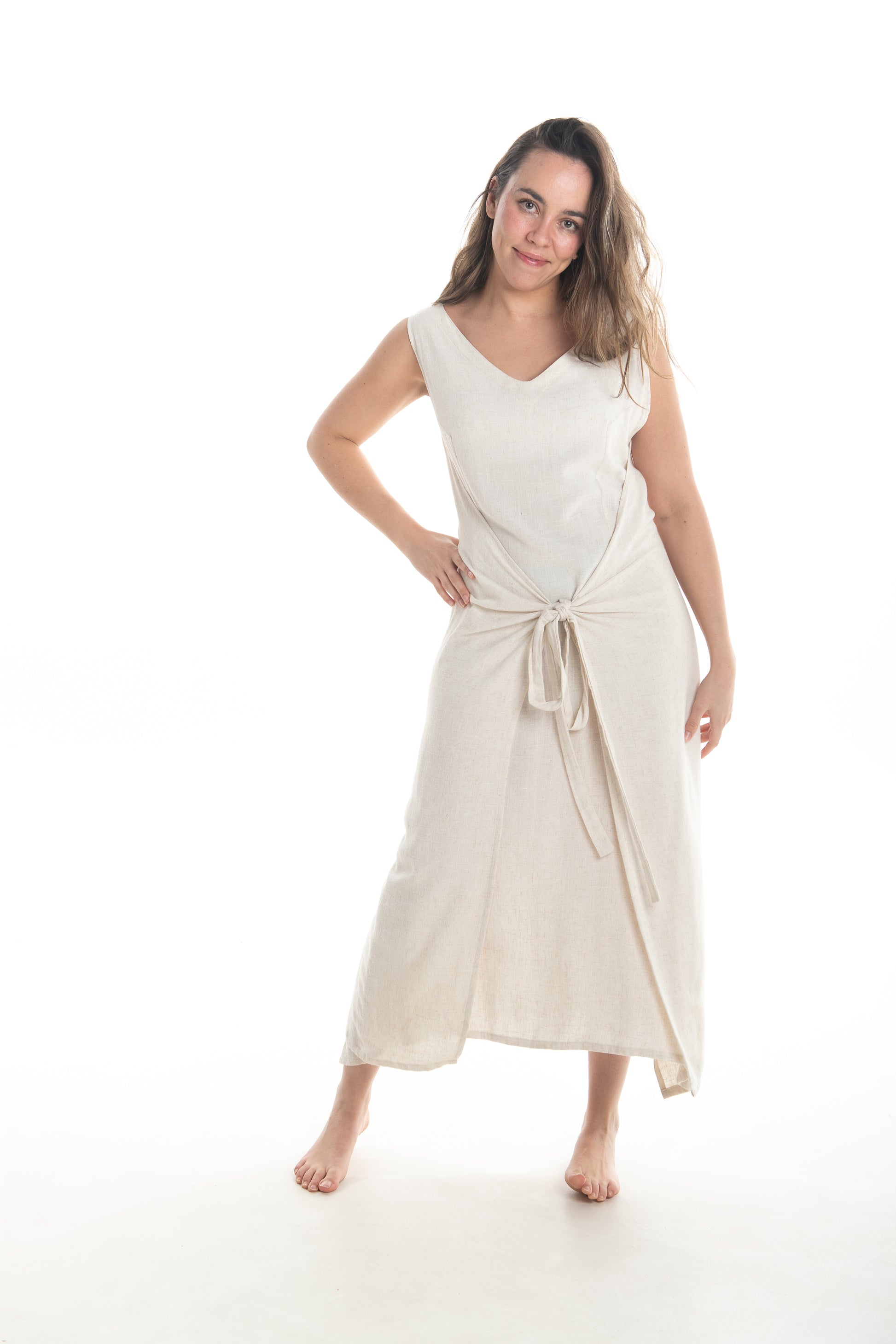 Linen Fisher Dress (V-Neck)
