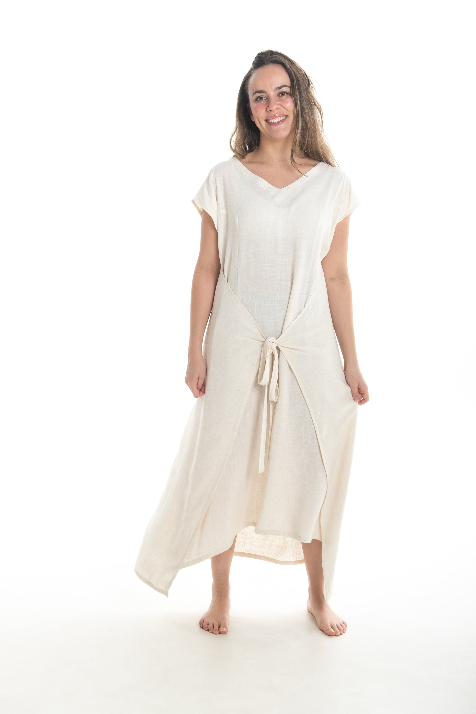 Linen Fisher Dress w/ Sleeves