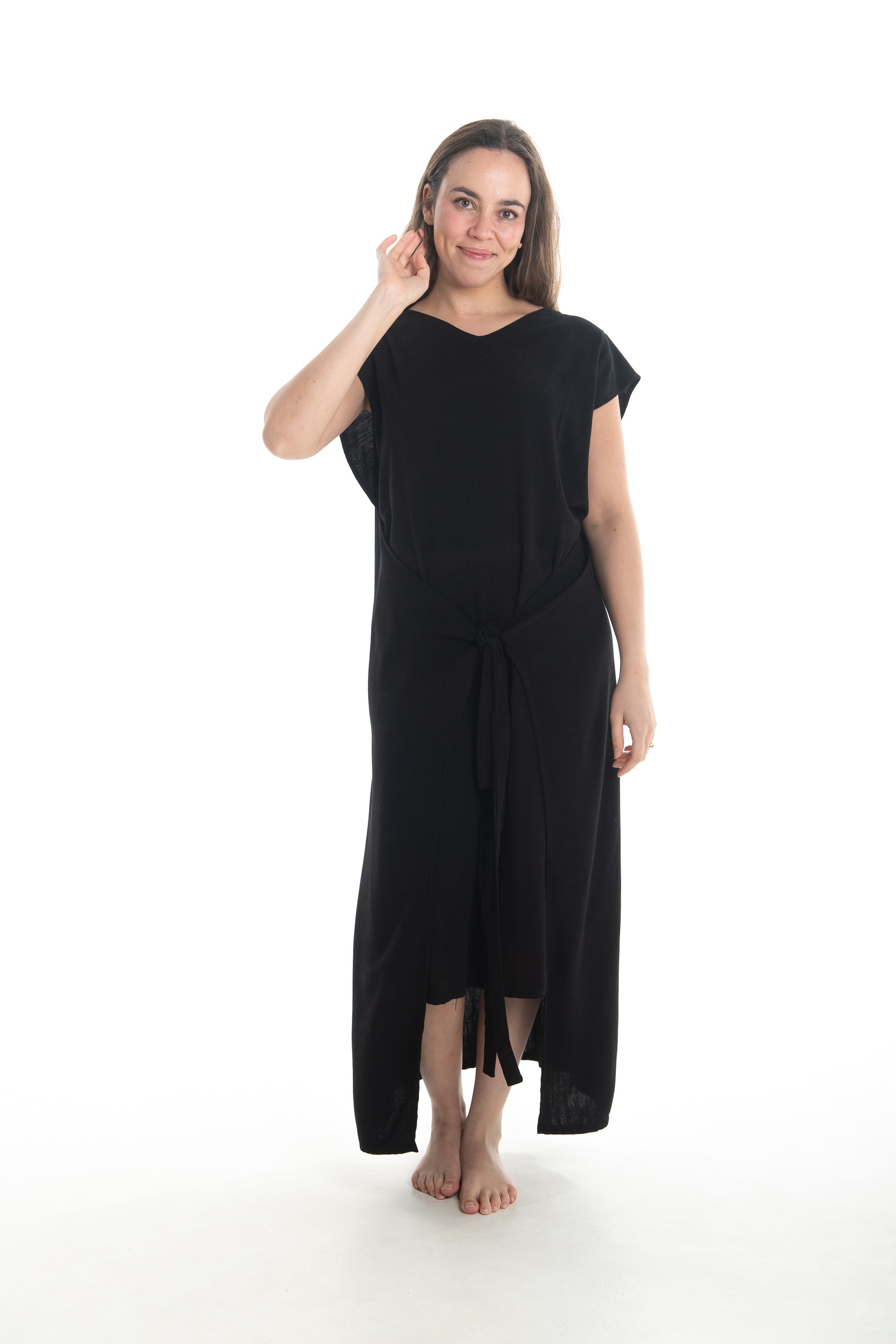 Linen Fisher Dress w/ Sleeves