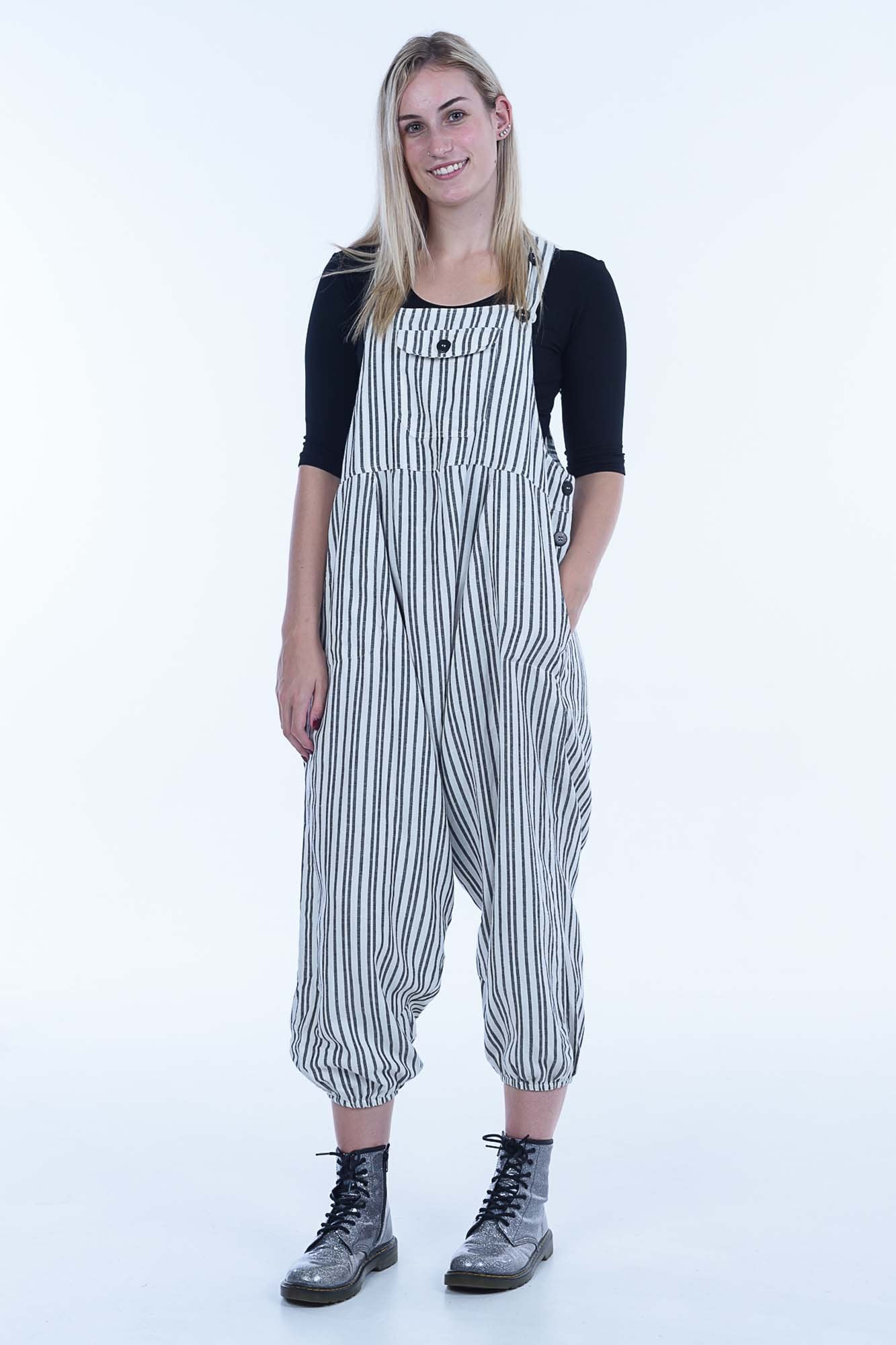 Charcoal Stripes Sammy Overalls