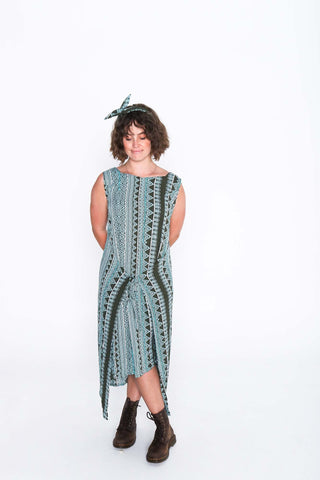Aqua Aztec Fisher Dress - Front