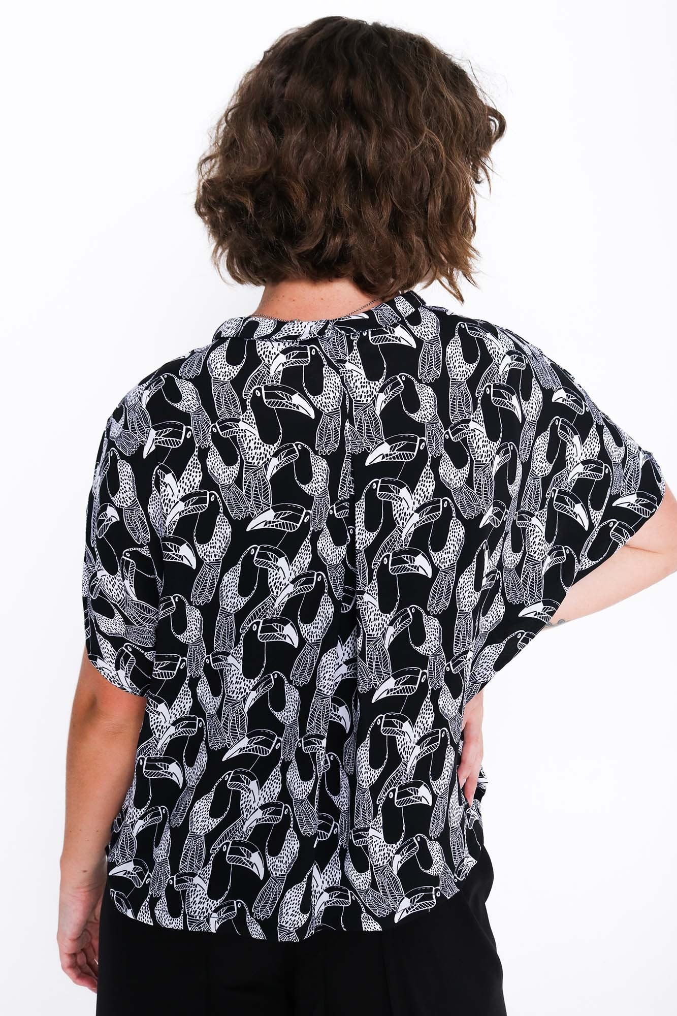 Black and White Toucan Gracie Shirt - Back