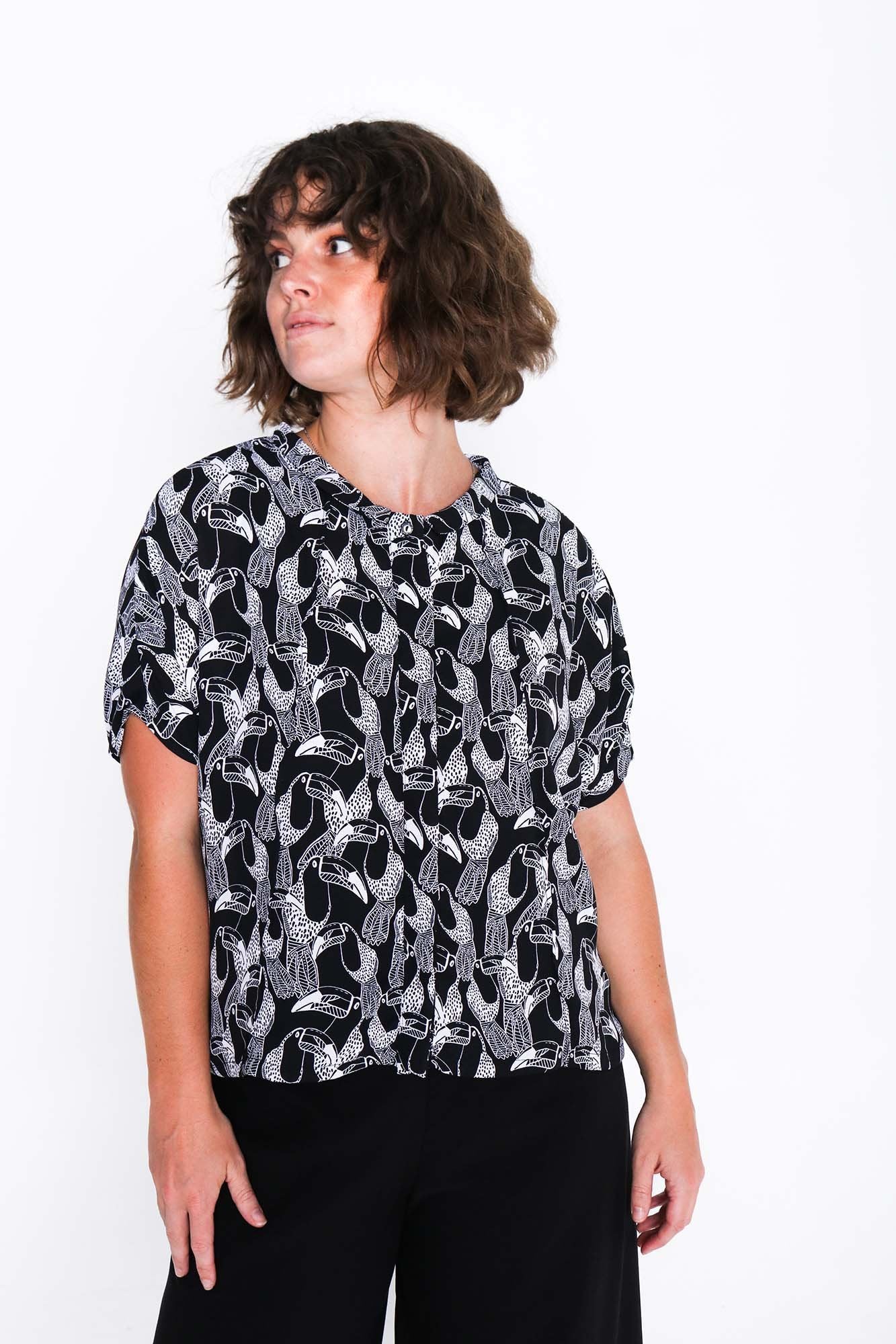 Black and White Toucan Gracie Shirt - Front