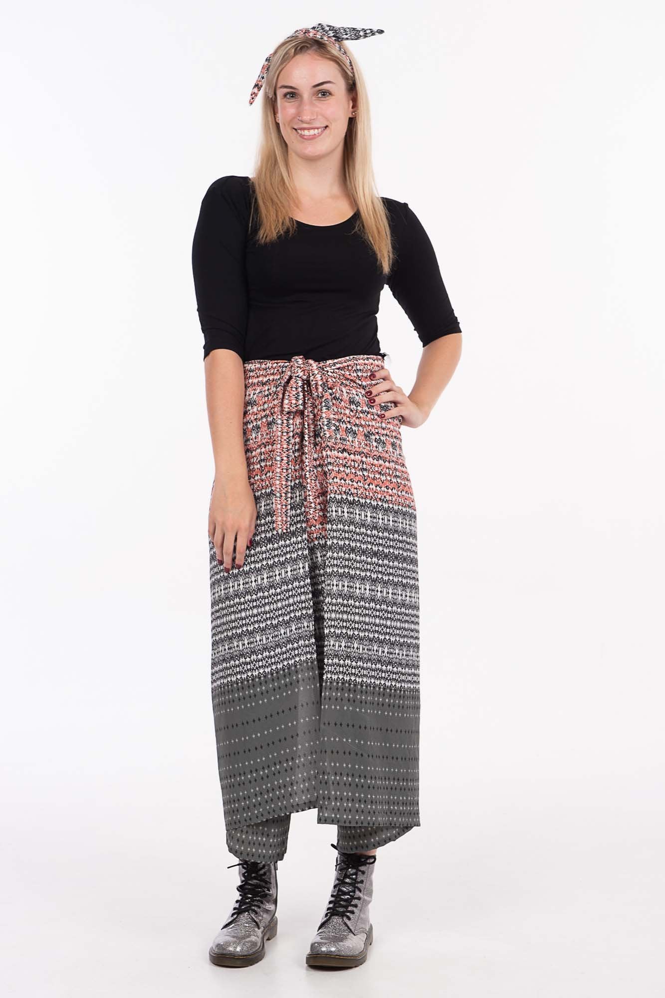 Salmon Crepe Wrap Pants