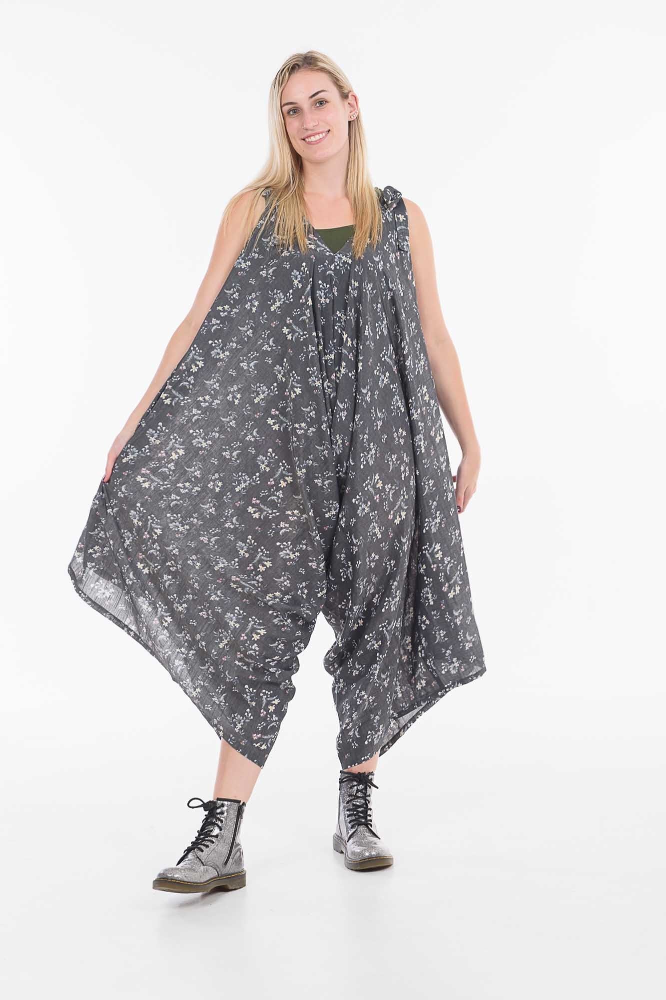 Silver Silk Floral Lola Overalls